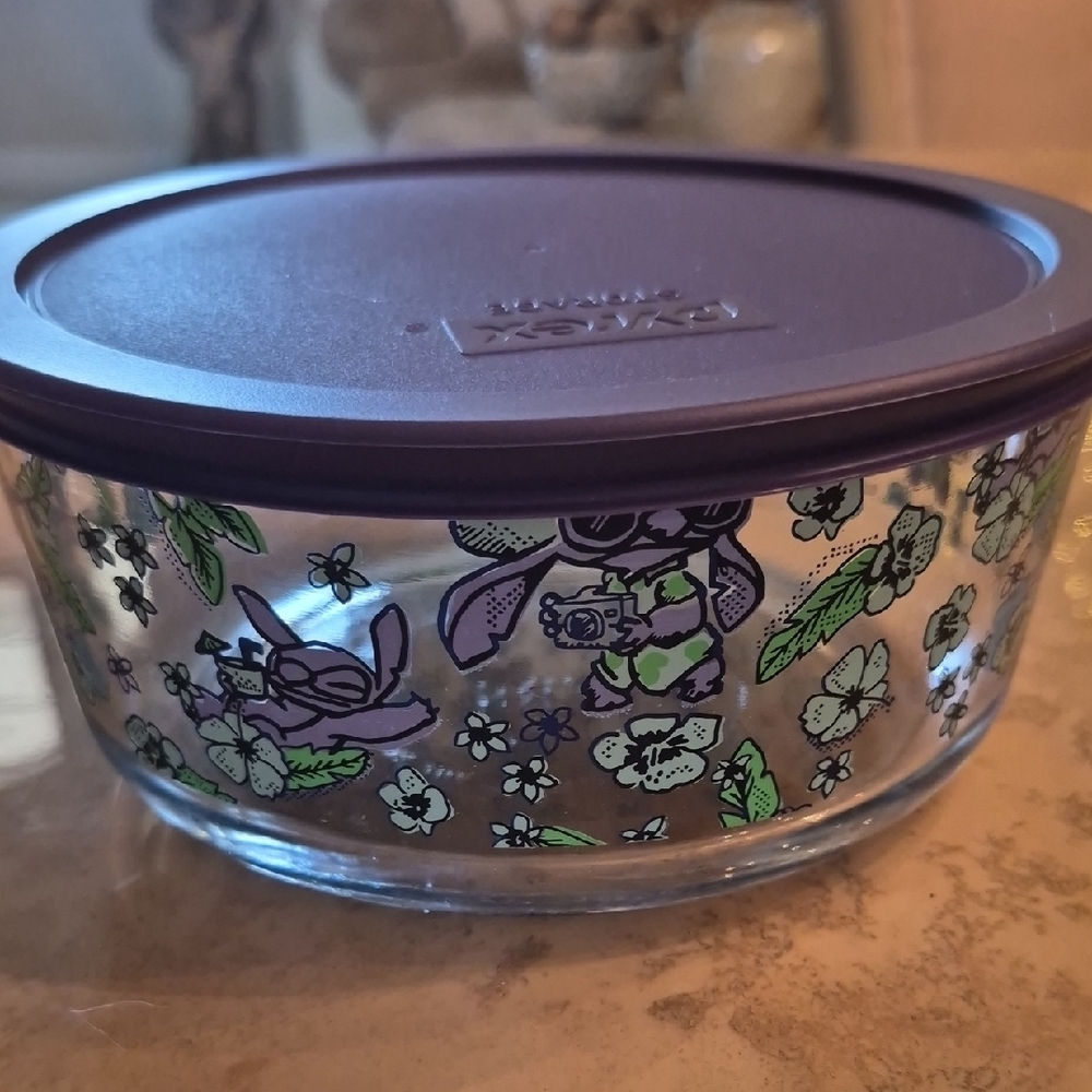 Disney Stitch Glass Storage Container W/Lid